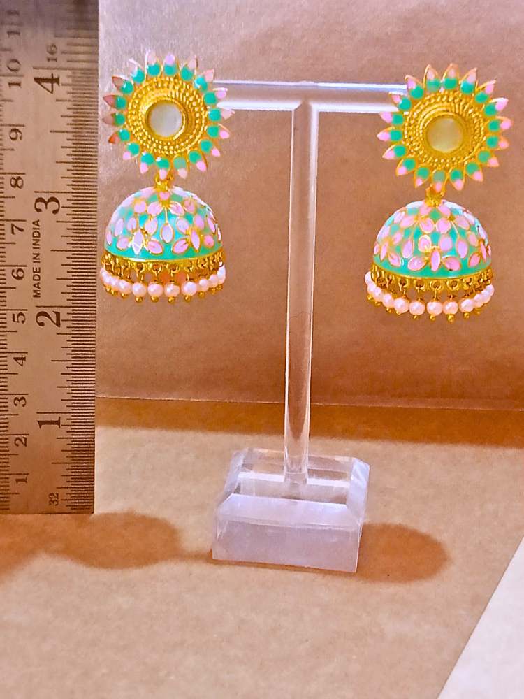 HINAAYAA TURQUOISE PINK JHUMKAS