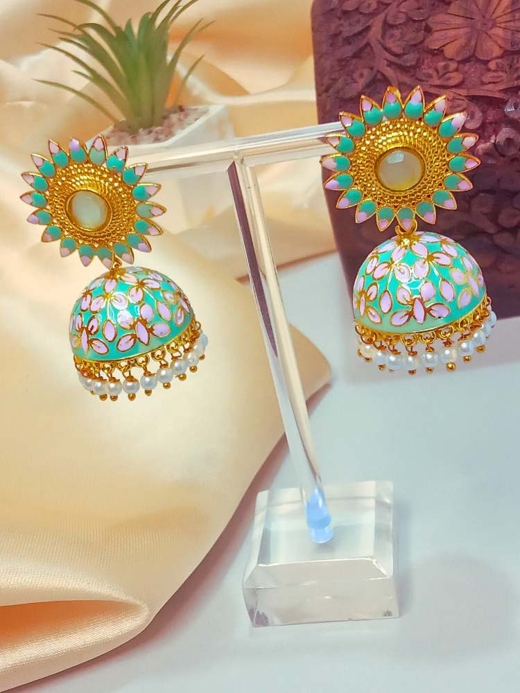 HINAAYAA TURQUOISE PINK JHUMKAS