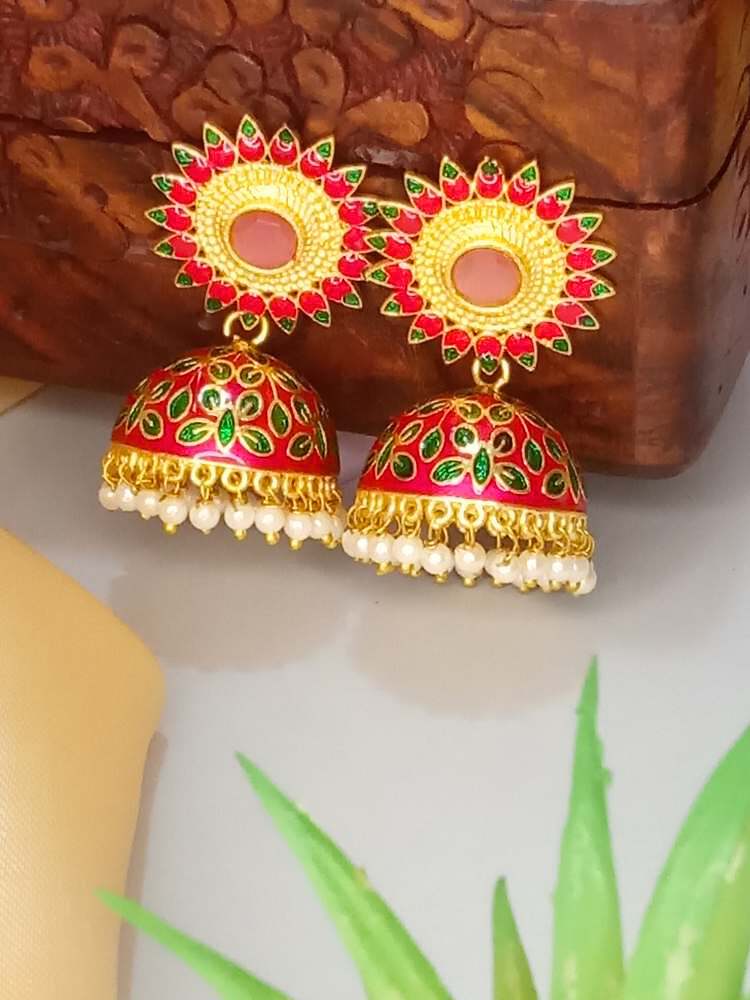 HINAAYAA RED JHUMKAS