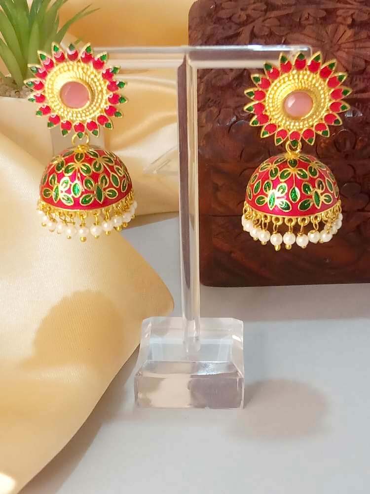 HINAAYAA RED JHUMKAS