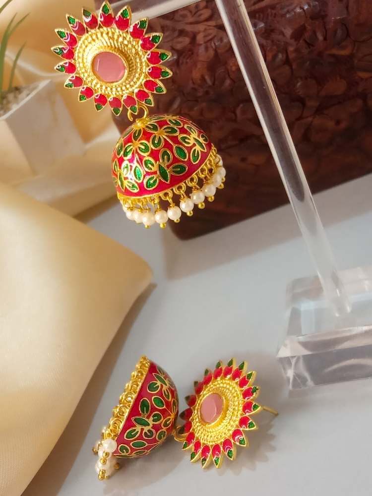 HINAAYAA RED JHUMKAS