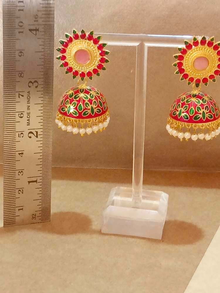 HINAAYAA RED JHUMKAS