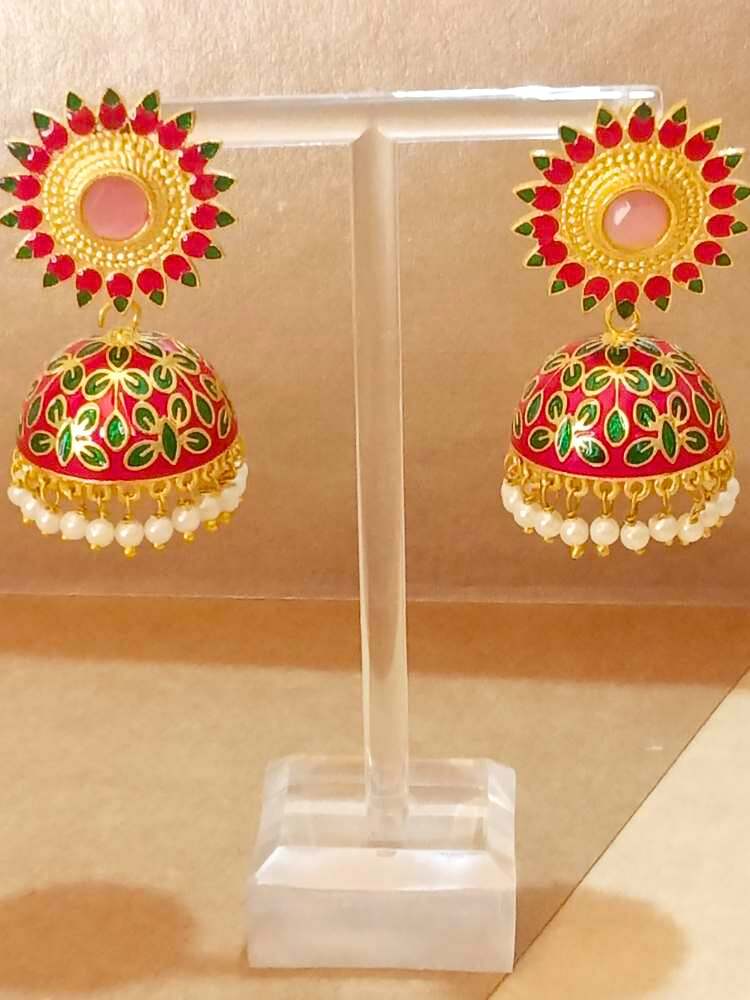 HINAAYAA RED JHUMKAS