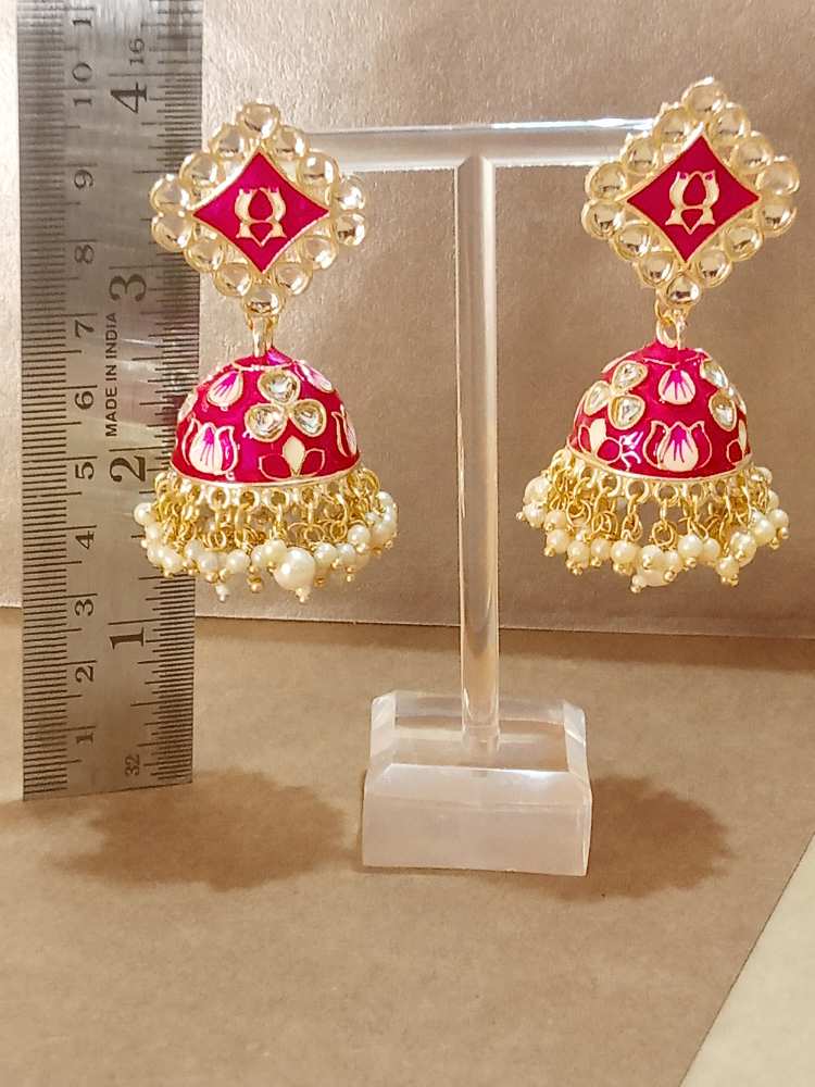 ROHINI PINK WHITE JHUMKAS
