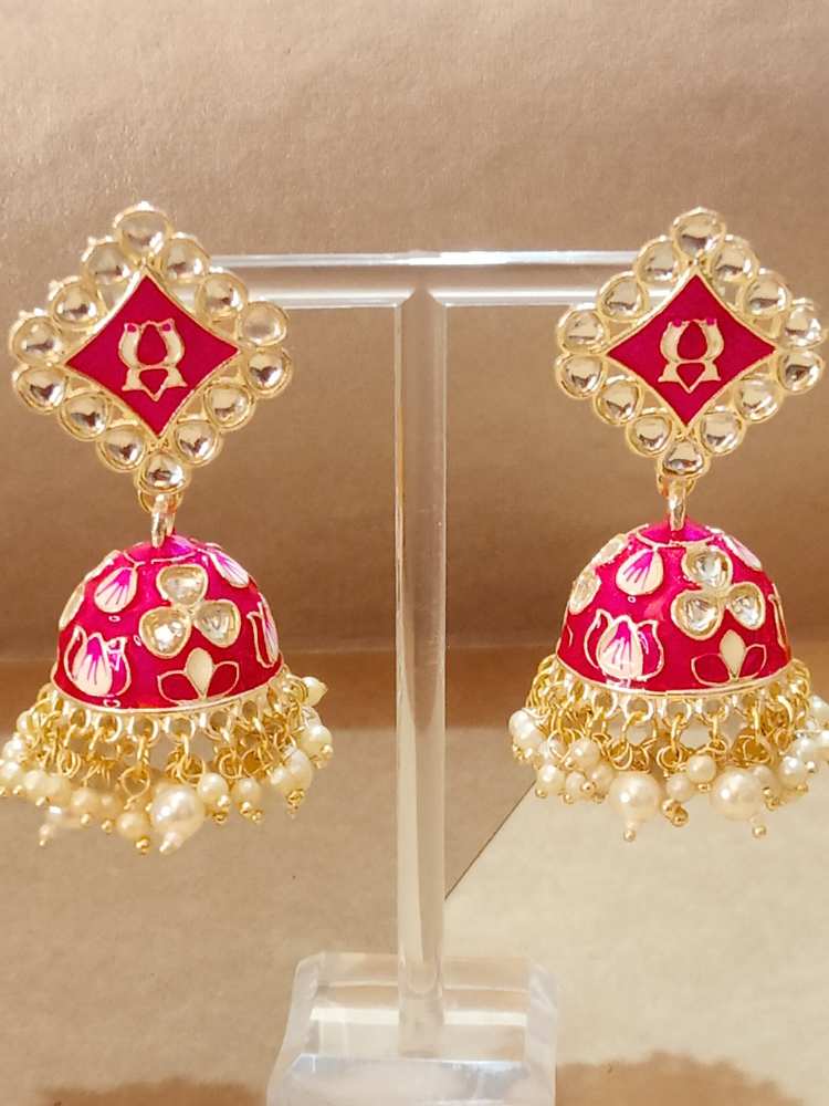 ROHINI PINK WHITE JHUMKAS