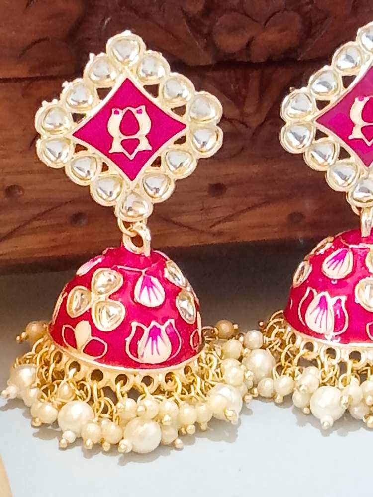 ROHINI PINK WHITE JHUMKAS