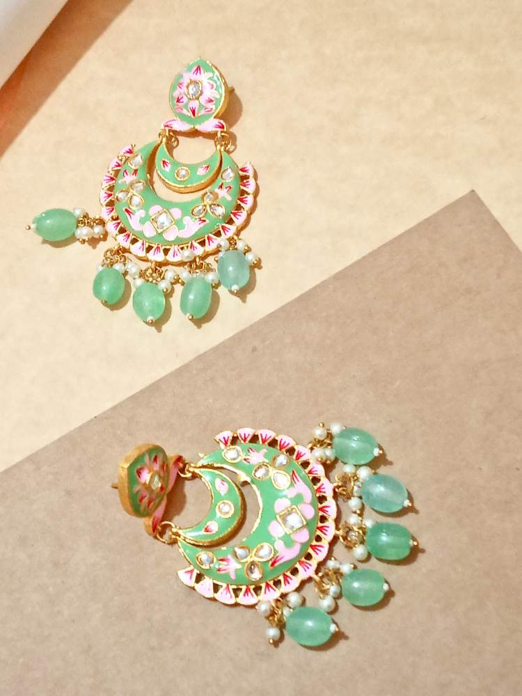 VARSHAA GREEN CHANDBALI DANGLERS