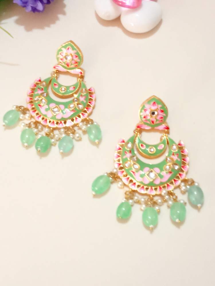 VARSHAA GREEN CHANDBALI DANGLERS