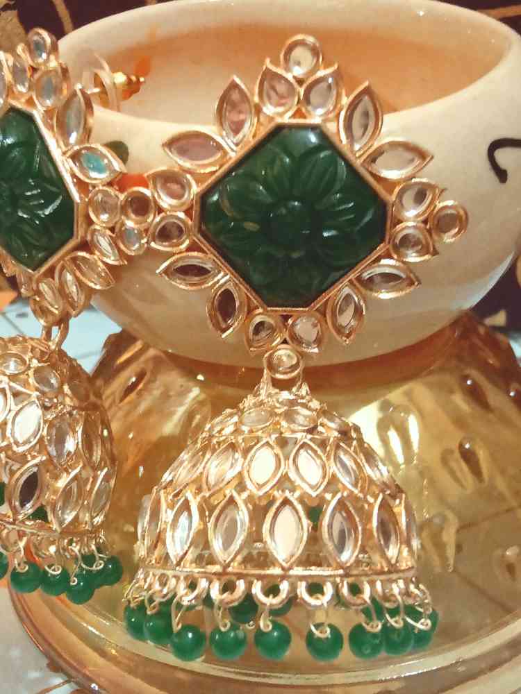 ABERAA GREEN JHUMKAS