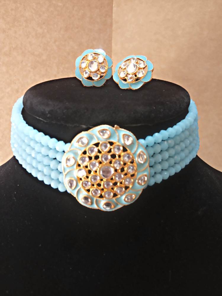 CHETANAA BABY-BLUE JEWELLERY SET