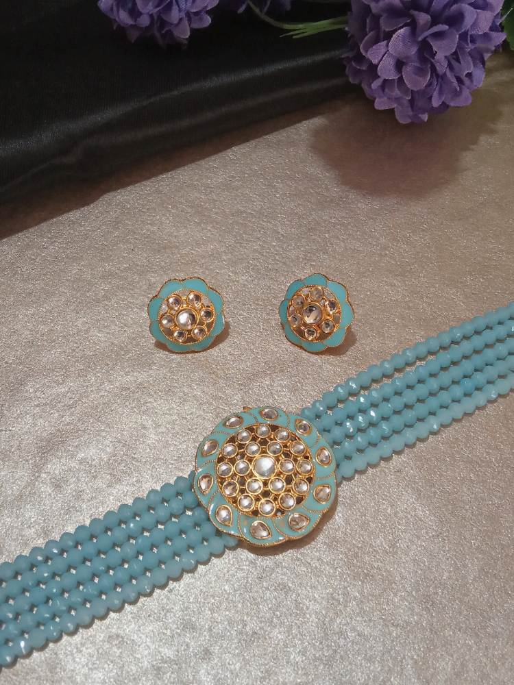 CHETANAA BABY-BLUE JEWELLERY SET