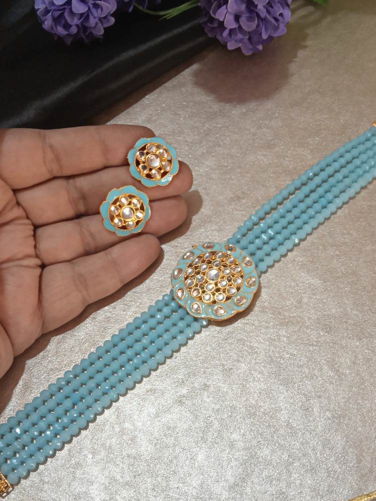 CHETANAA BABY-BLUE JEWELLERY SET