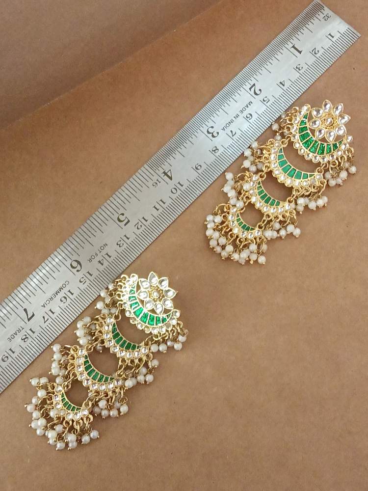 JHARNAA GREEN CHANDBALI DANGLERS