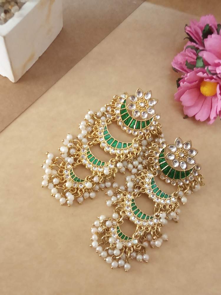 JHARNAA GREEN CHANDBALI DANGLERS
