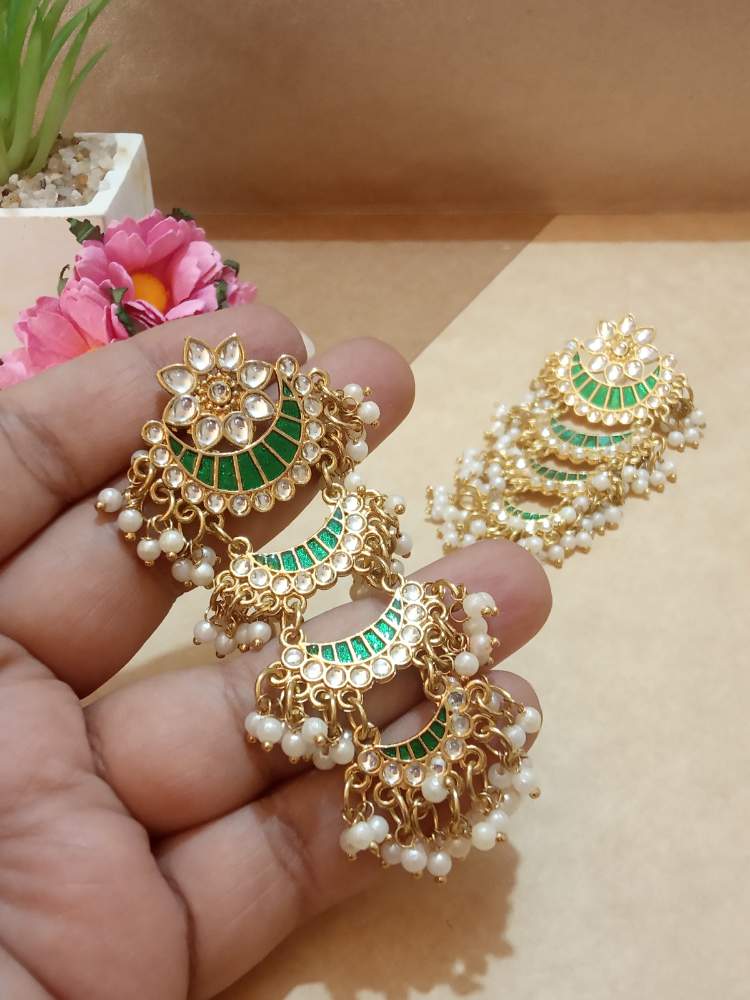 JHARNAA GREEN CHANDBALI DANGLERS