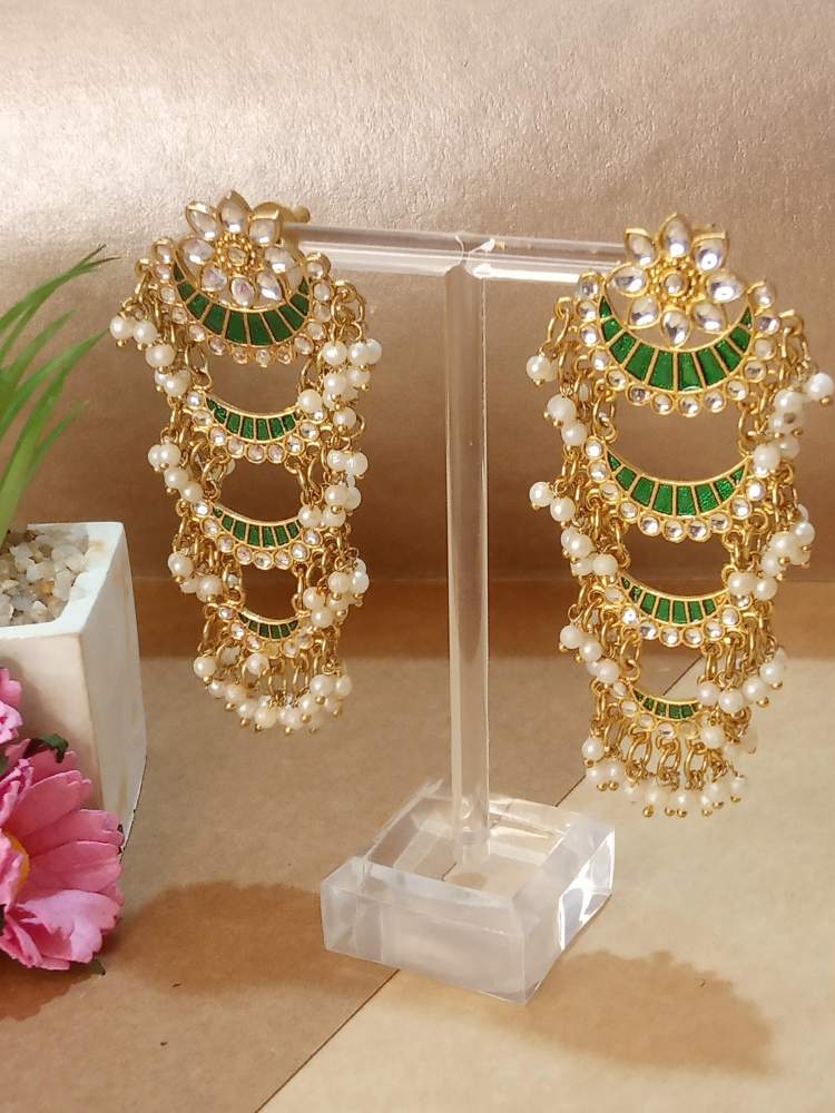JHARNAA GREEN CHANDBALI DANGLERS