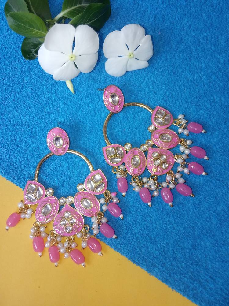 VINITA PINK CHANDBALI DANGLERS