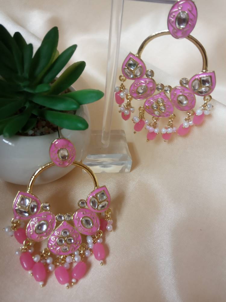 VINITA PINK CHANDBALI DANGLERS