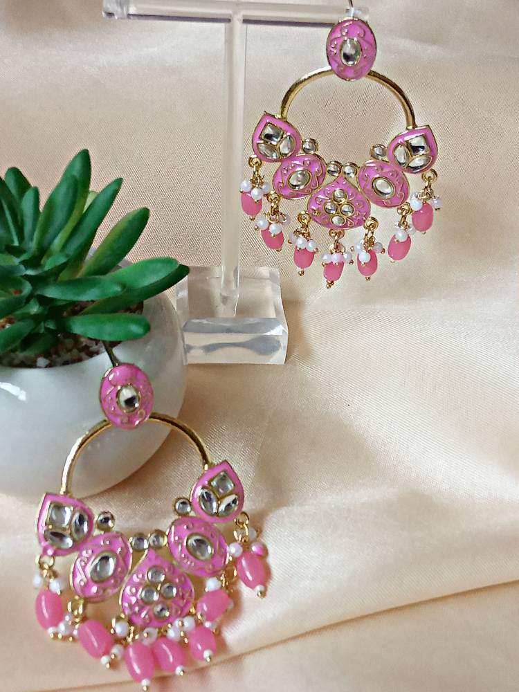 VINITA PINK CHANDBALI DANGLERS