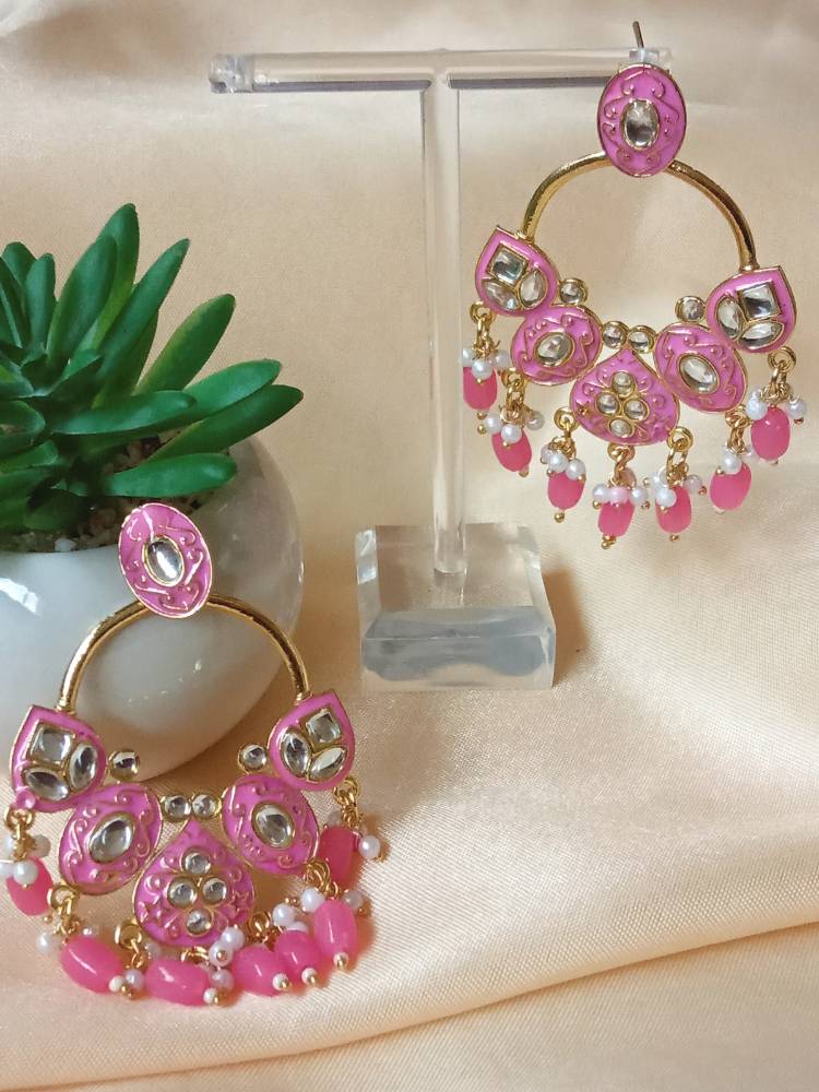 VINITA PINK CHANDBALI DANGLERS