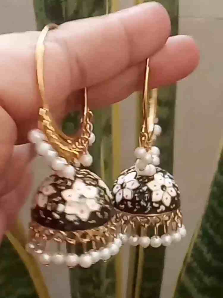 RUPA BLACK WHITE HOOP JHUMKAS