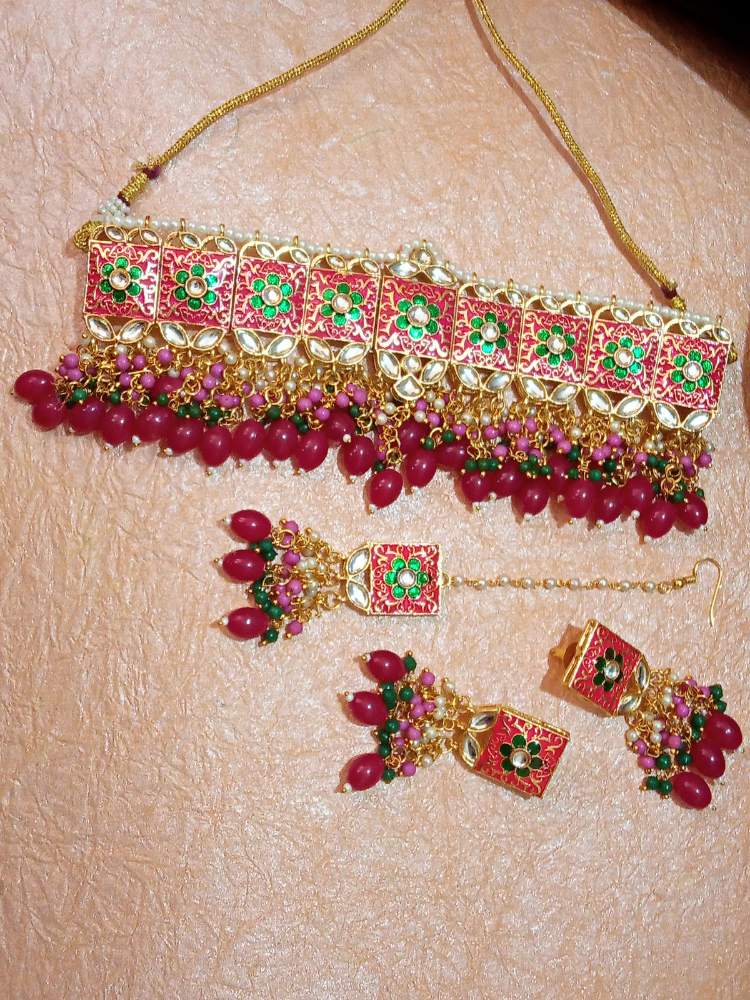 ANUSHKA RUBY-PINK JEWELLERY SET