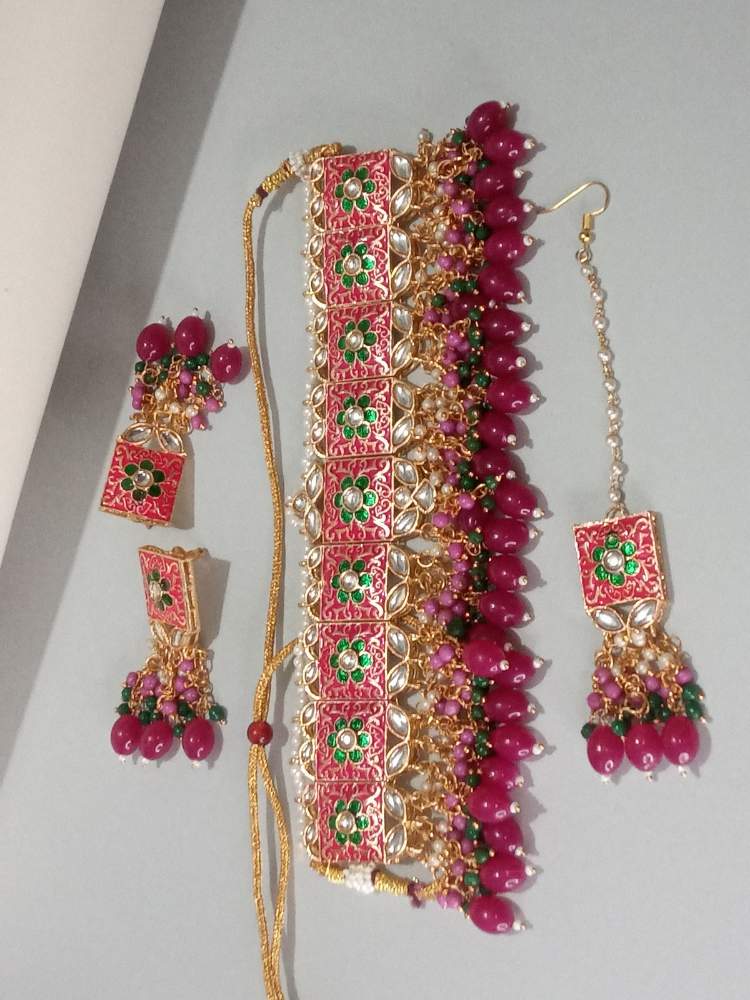 ANUSHKA RUBY-PINK JEWELLERY SET