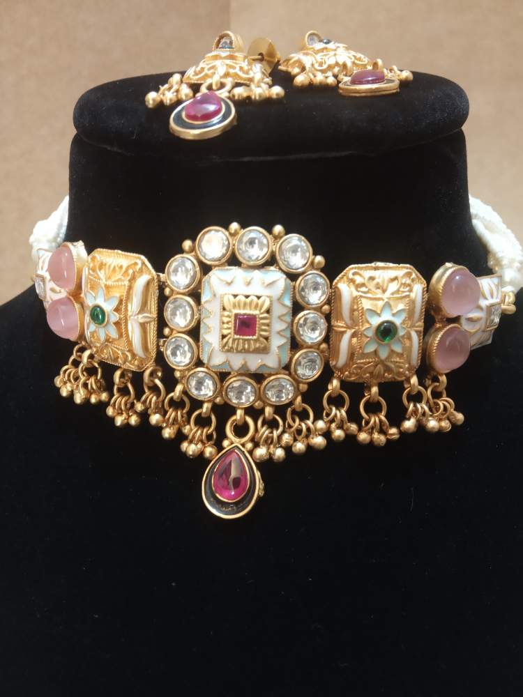MADHUBAALAA PINK RUBY-RED JEWELLERY SET