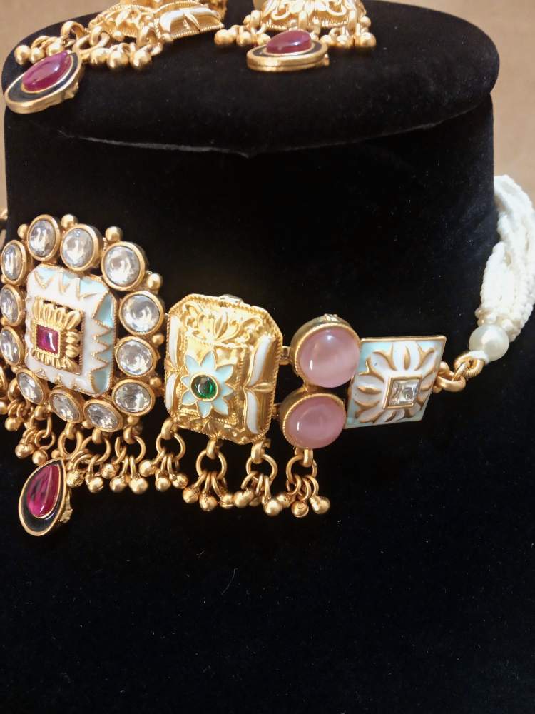 MADHUBAALAA PINK RUBY-RED JEWELLERY SET