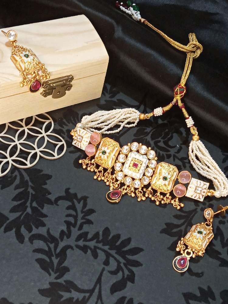 MADHUBAALAA PINK RUBY-RED JEWELLERY SET