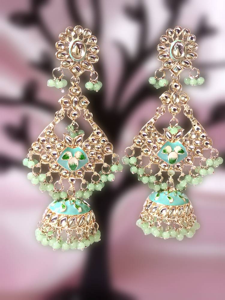 AARZOO MINT GREEN LONG JHUMKAS