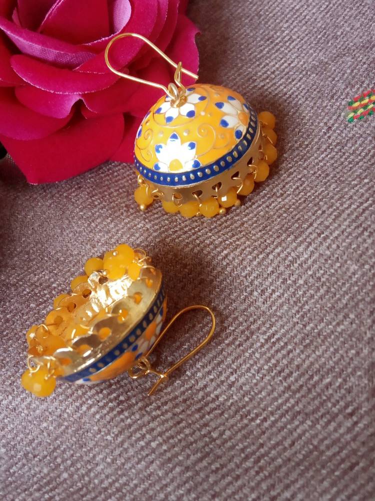 AASTHAA YELLOW BLUE JHUMKAS
