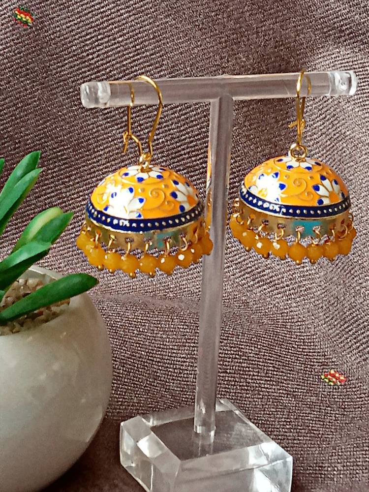 AASTHAA YELLOW BLUE JHUMKAS