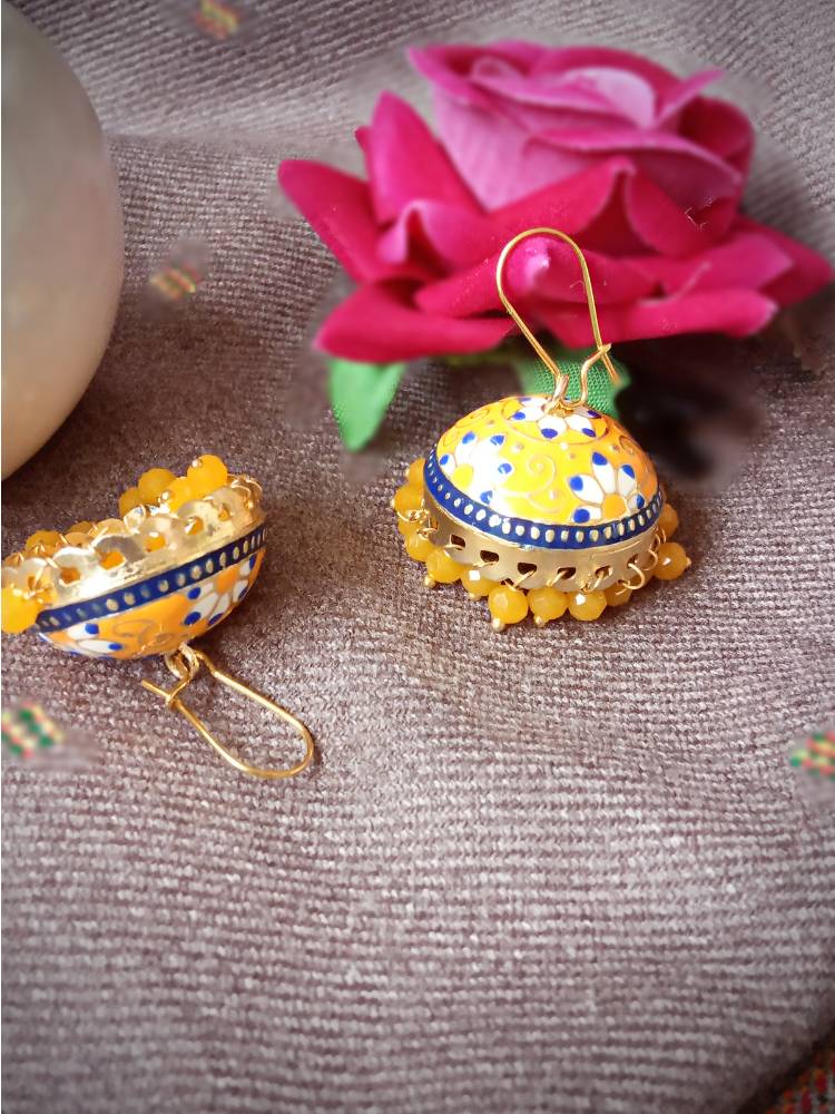 AASTHAA YELLOW BLUE JHUMKAS