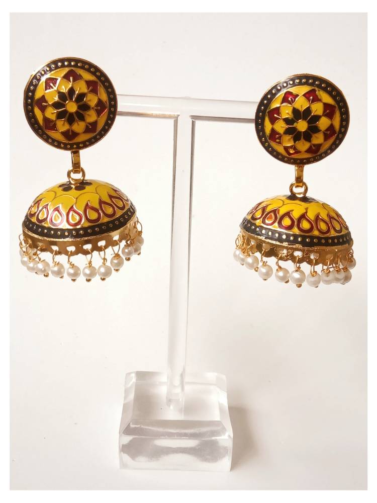 AAMRAMANJARI YELLOW MAROON JHUMKAS