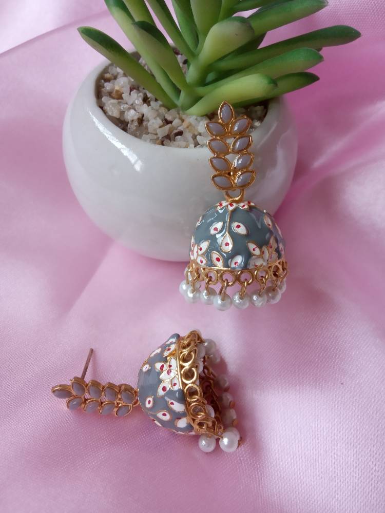 DIVYA GREY MINI JHUMKIS – Padmahastā Creations - Main Image