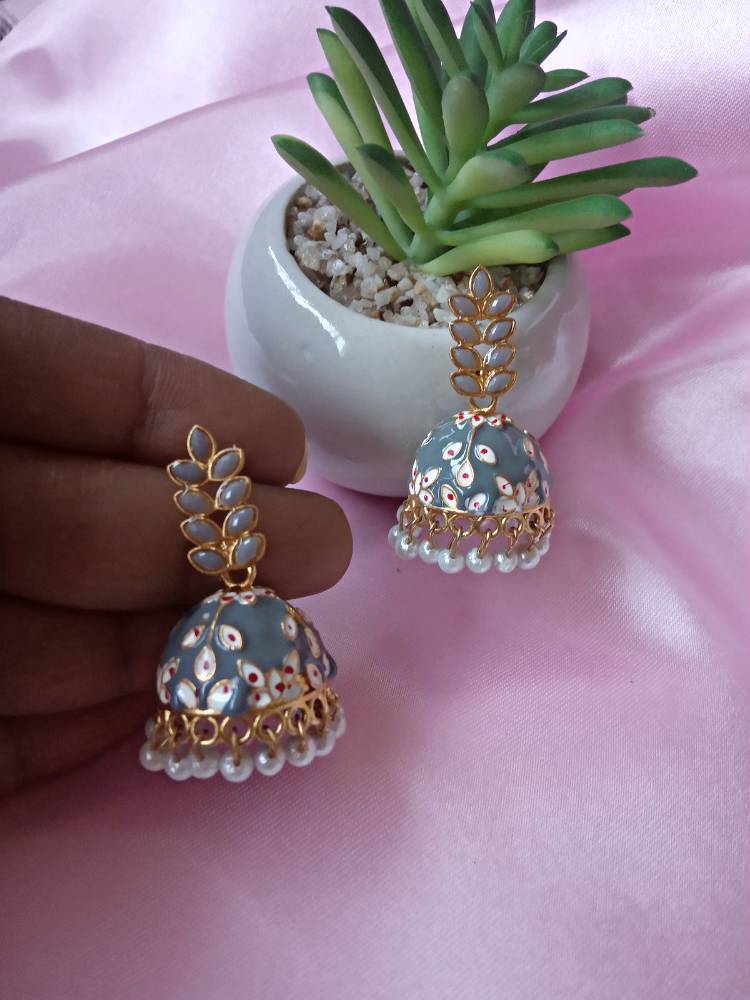 DIVYA GREY MINI JHUMKIS