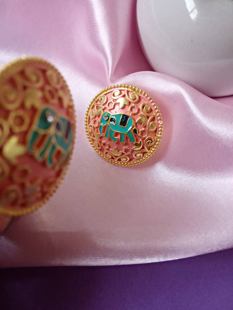 KUNJARI PEACH BLUE STUDS