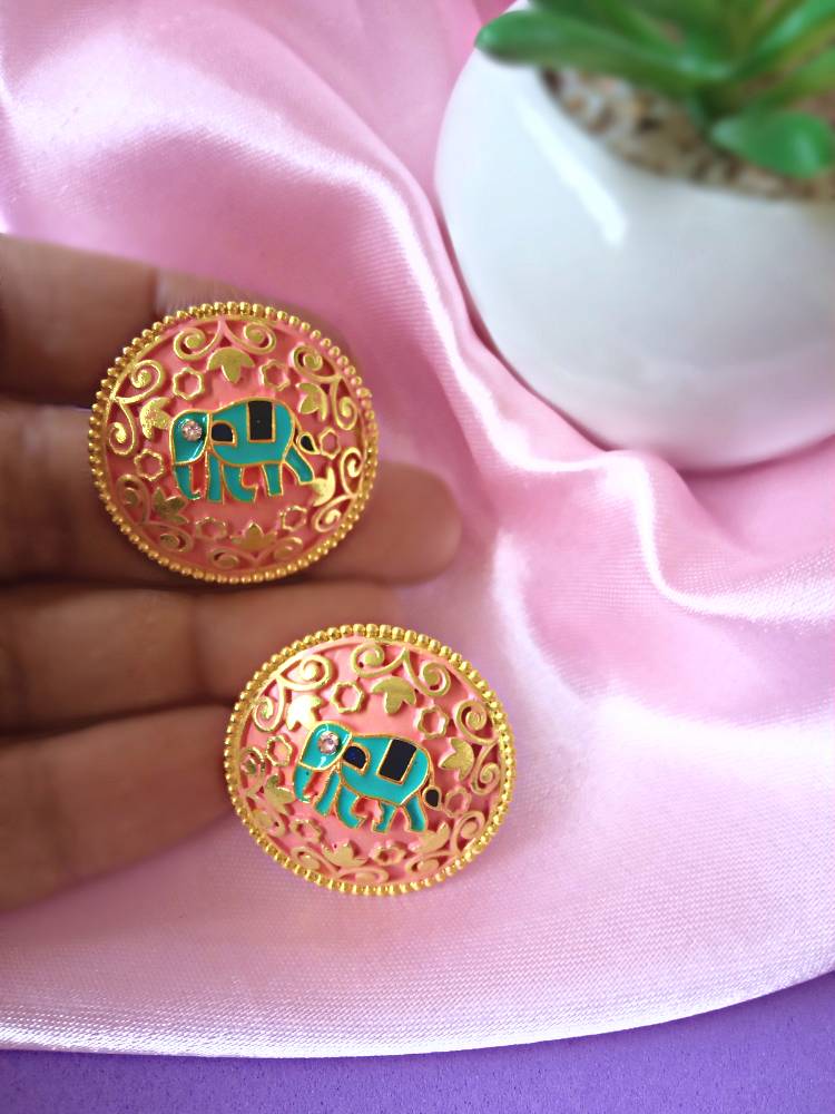 KUNJARI PEACH BLUE STUDS