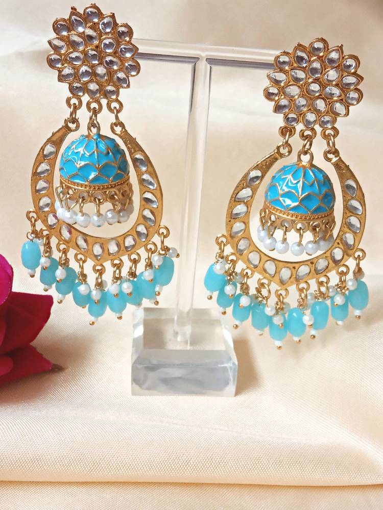 MINARAA FIROZI BLUE LONG JHUMKAS