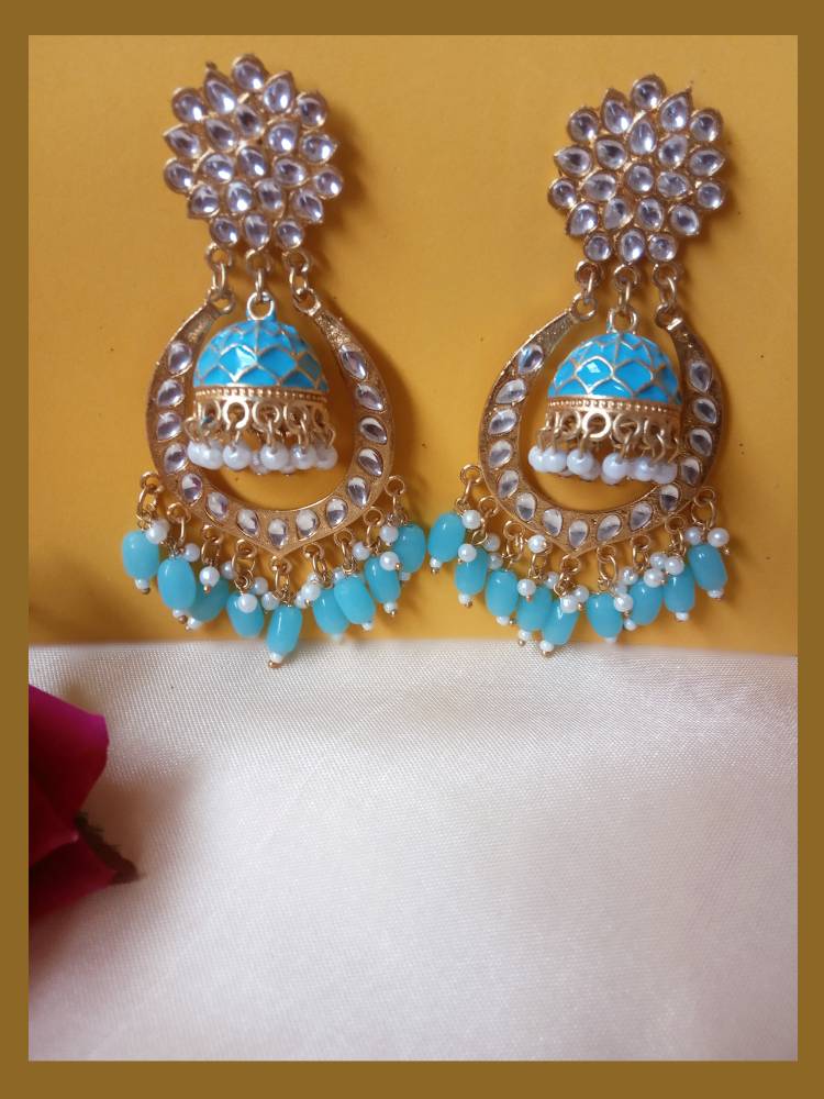 MINARAA FIROZI BLUE LONG JHUMKAS
