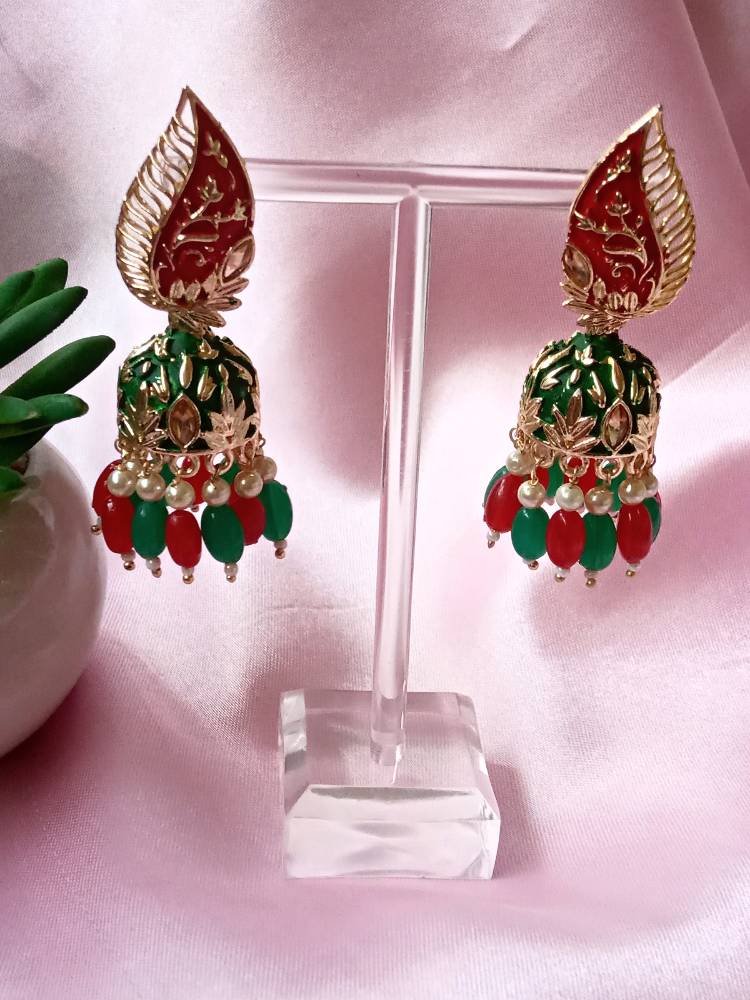 NIRJA RED GREEN JHUMKAS