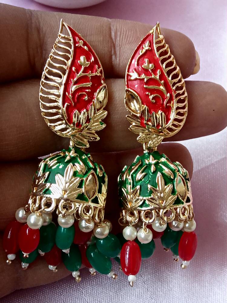 NIRJA RED GREEN JHUMKAS