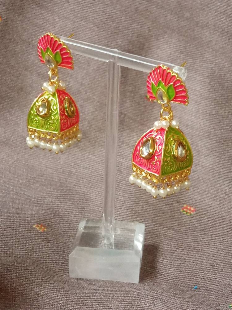 RAAGYAA PINK GREEN JHUMKAS