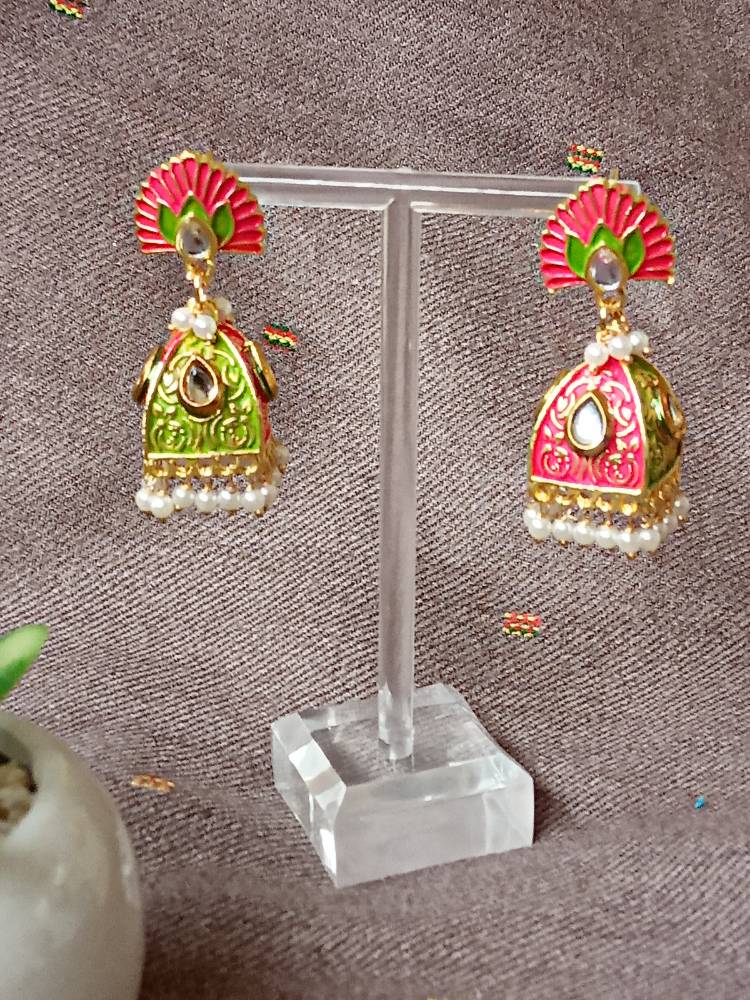 RAAGYAA PINK GREEN JHUMKAS