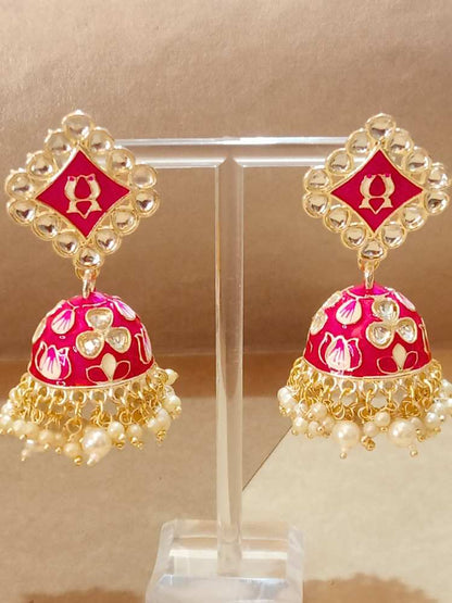 ROHINI PINK WHITE JHUMKAS