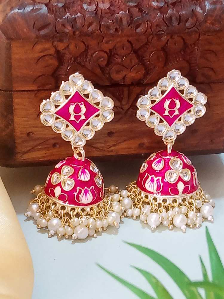 ROHINI PINK WHITE JHUMKAS
