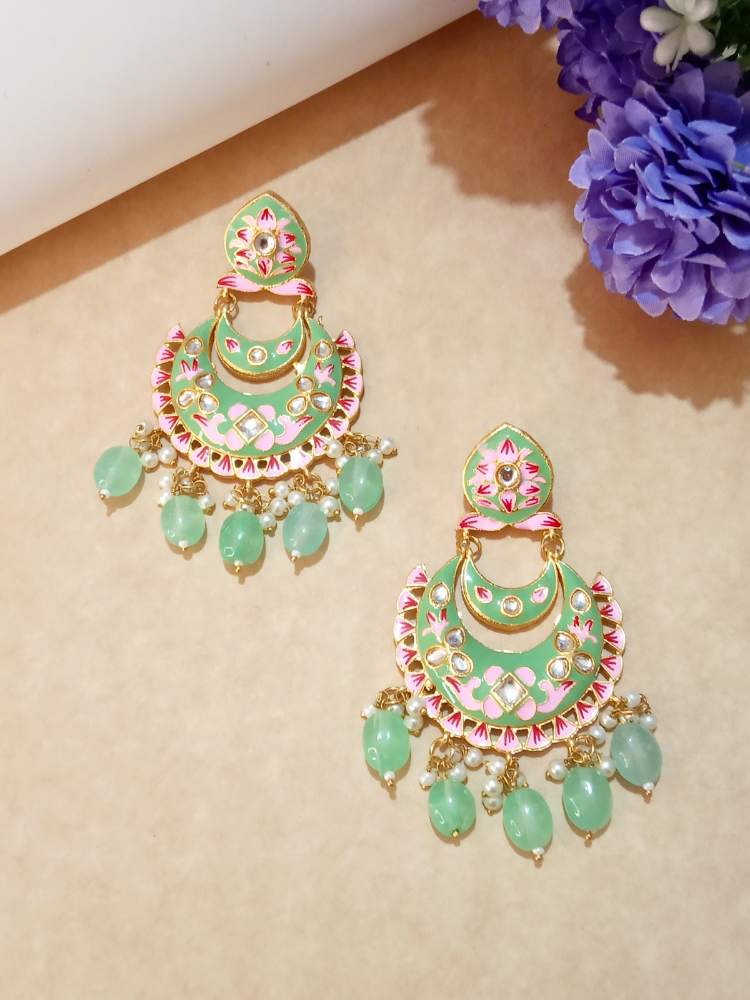 VARSHAA GREEN CHANDBALI DANGLERS