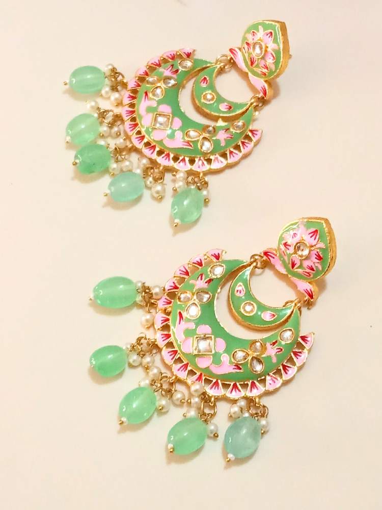 VARSHAA GREEN CHANDBALI DANGLERS