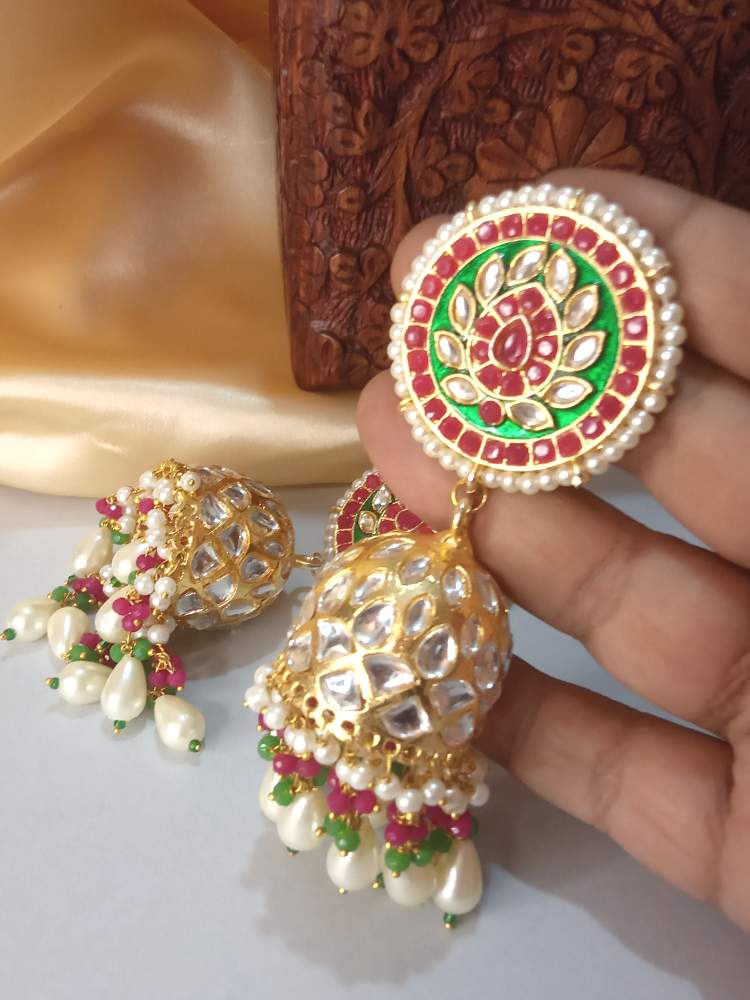 GAARGI GOLDEN RED-GREEN LONG JHUMKAS